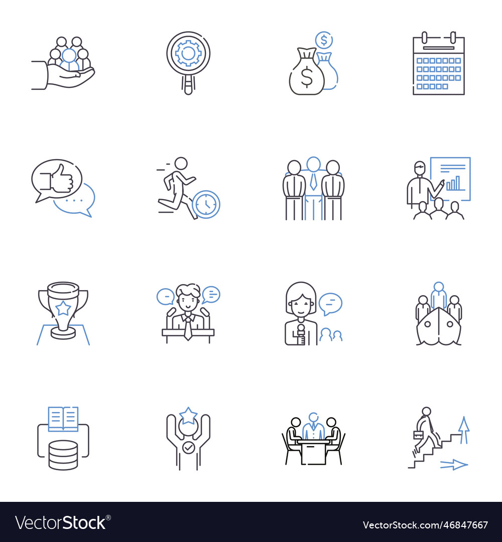 Self Advertising Line Icons Collection Promotion Vector Image