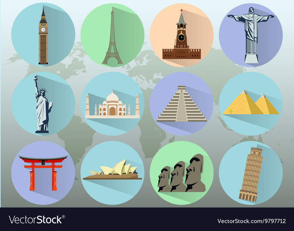 World Landmarks Countries Of The Royalty Free Vector Image