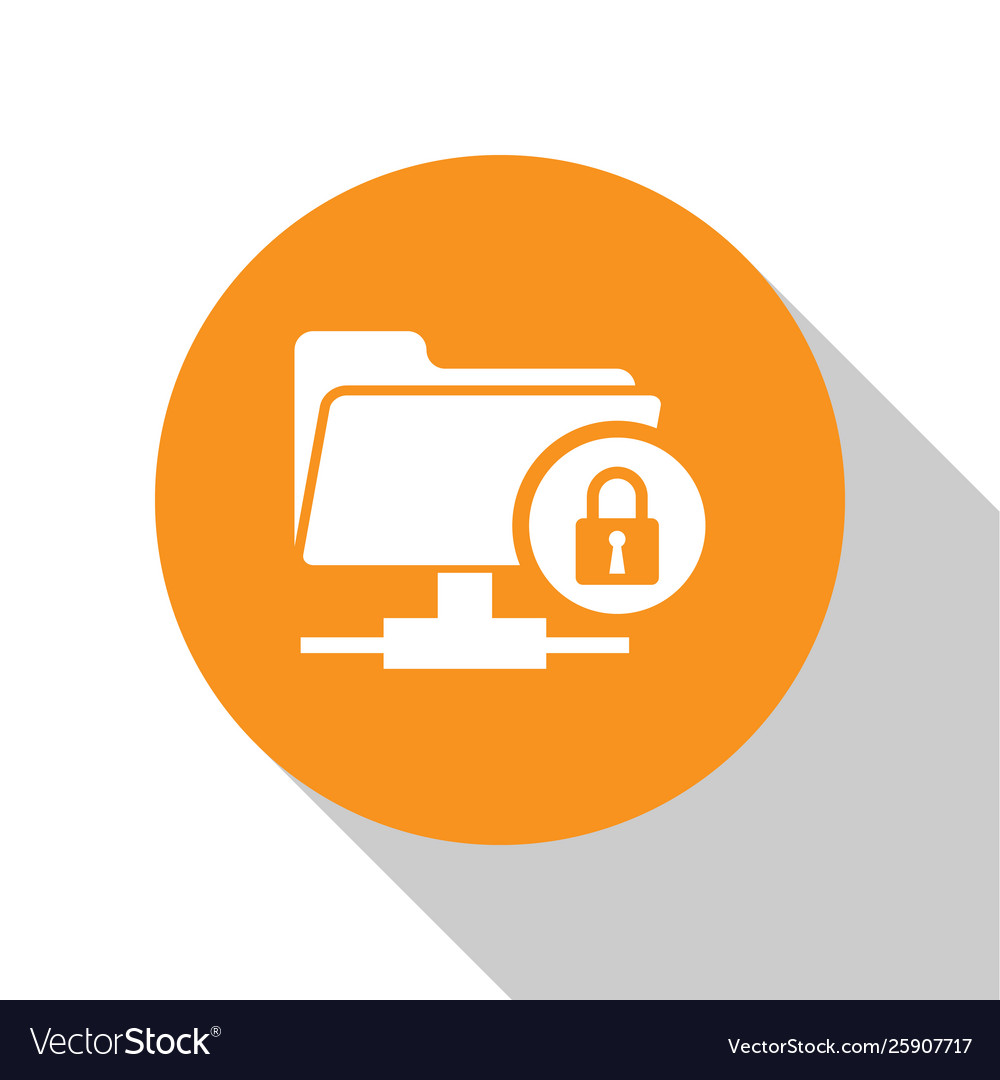 White Ftp Folder And Lock Icon Isolated On Vector Image