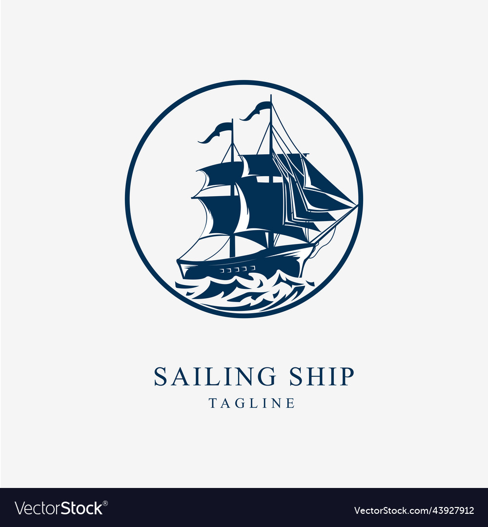 Sailing Ship Logo Silhouette This Design Vector Image