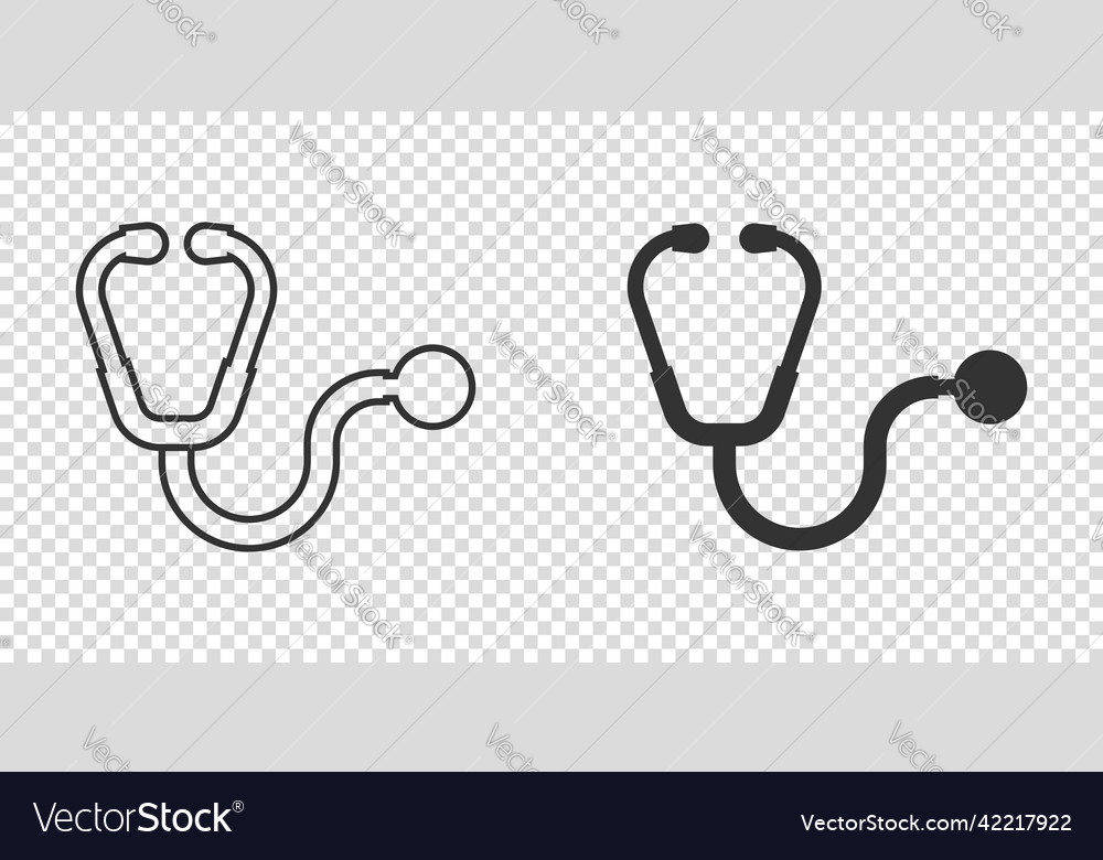 Stethoscope Icon In Flat Style Heart Diagnostic Vector Image