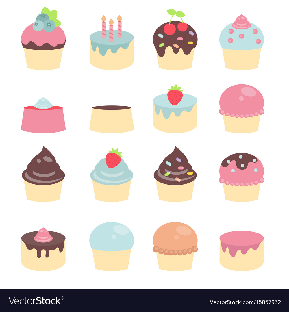 Set Of Cakes Royalty Free Vector Image Vectorstock