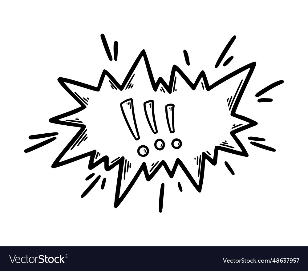 Exclamation Mark In Speech Bubble Doodle Vector Image