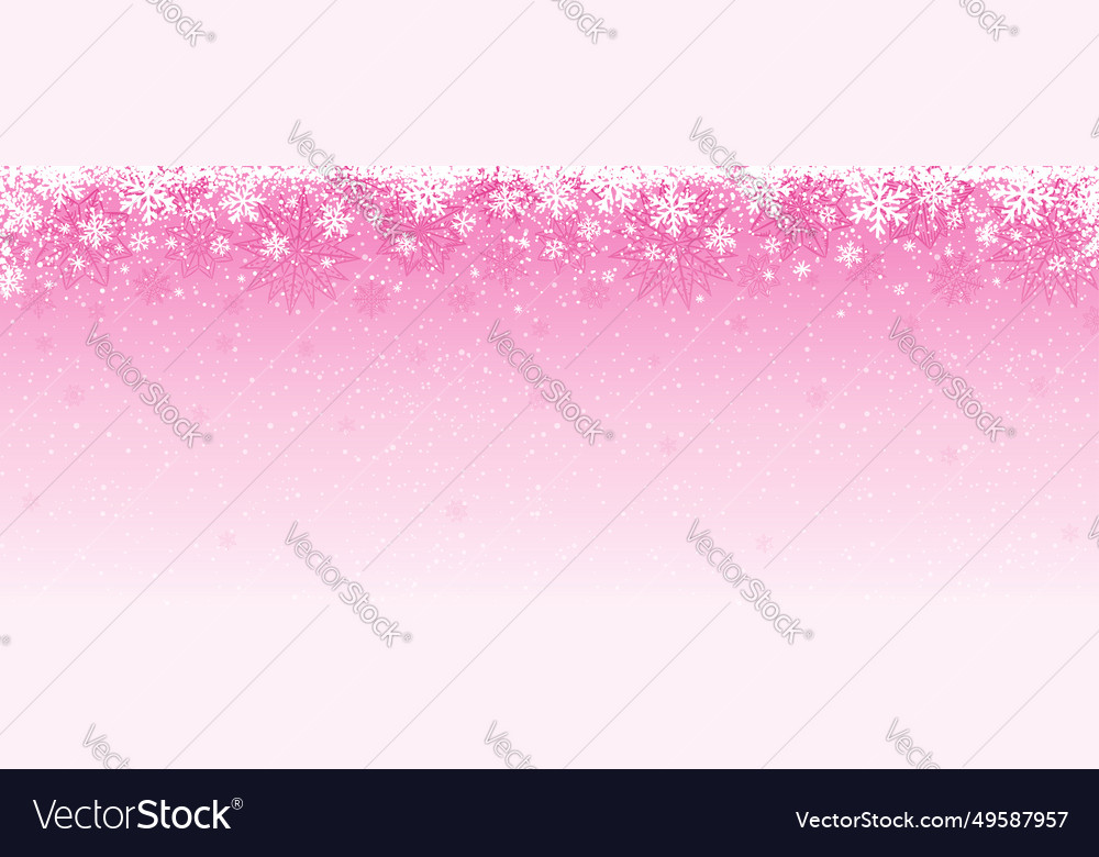 Pink Christmas Banner With Snowflakes And Stars Vector Image