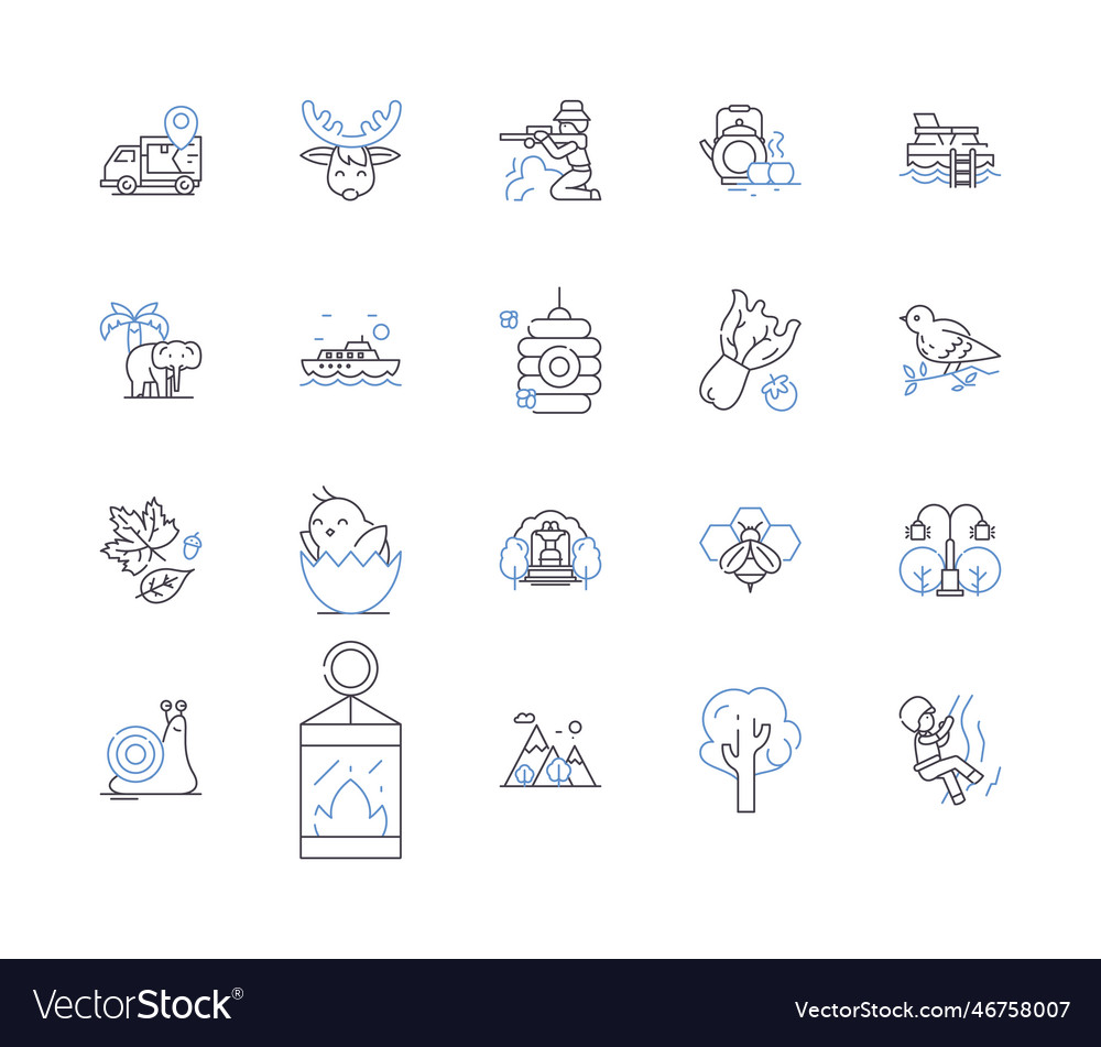 Hiking And Travel Outline Icons Collection Vector Image