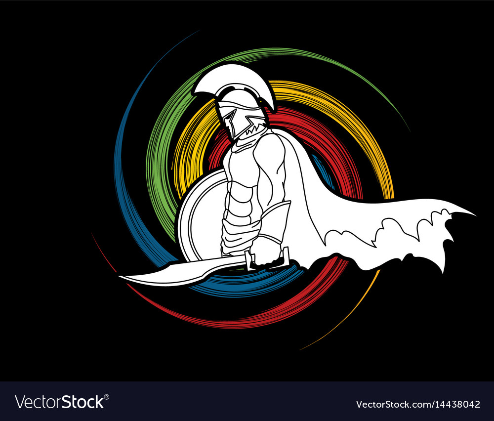 Spartan Warrior With Sword And Shield Roman Army Vector Image