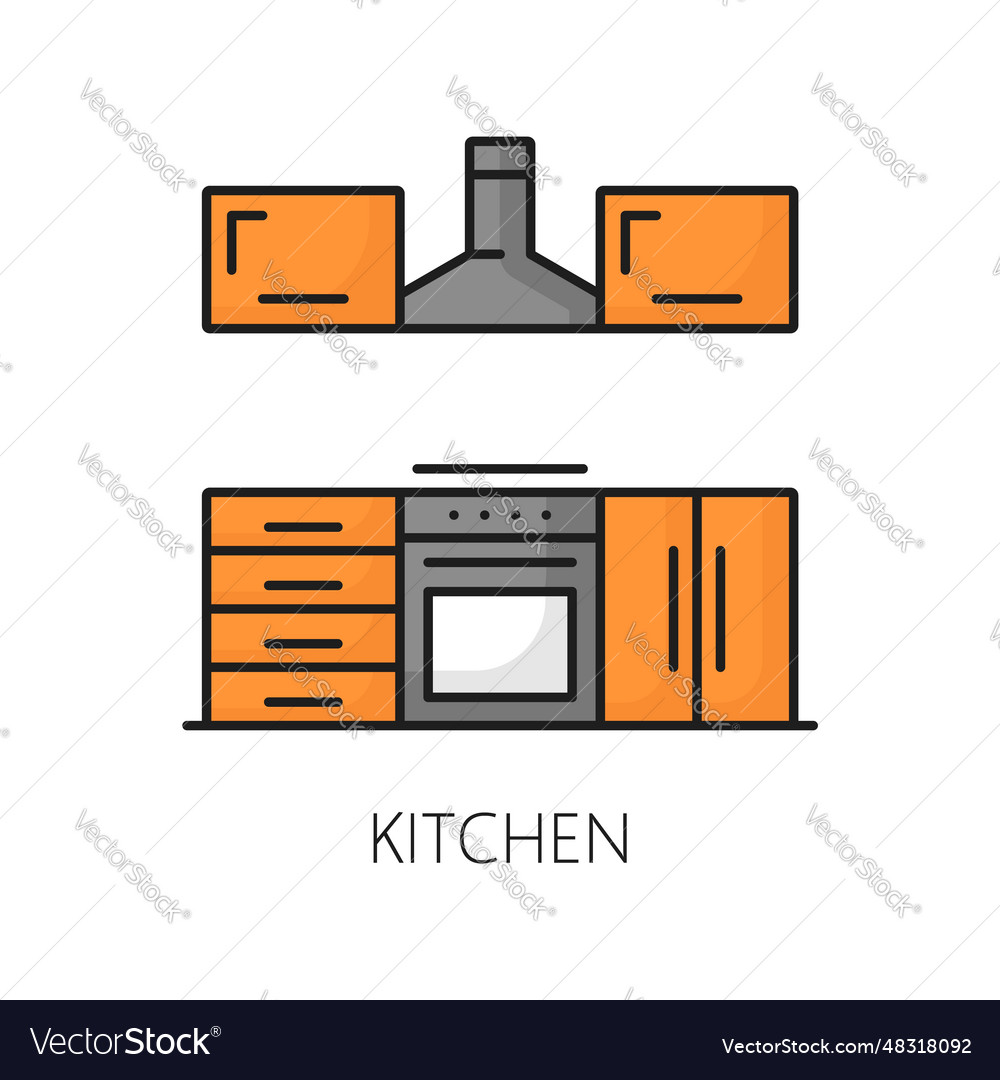 Kitchen Furniture Icon Home Interior Item Sign Vector Image