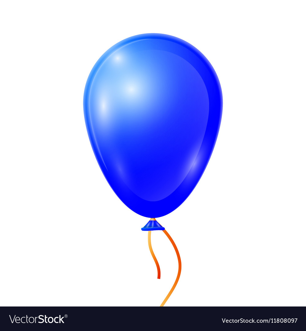 Realistic Blue Balloon With Ribbon Isolated Vector Image