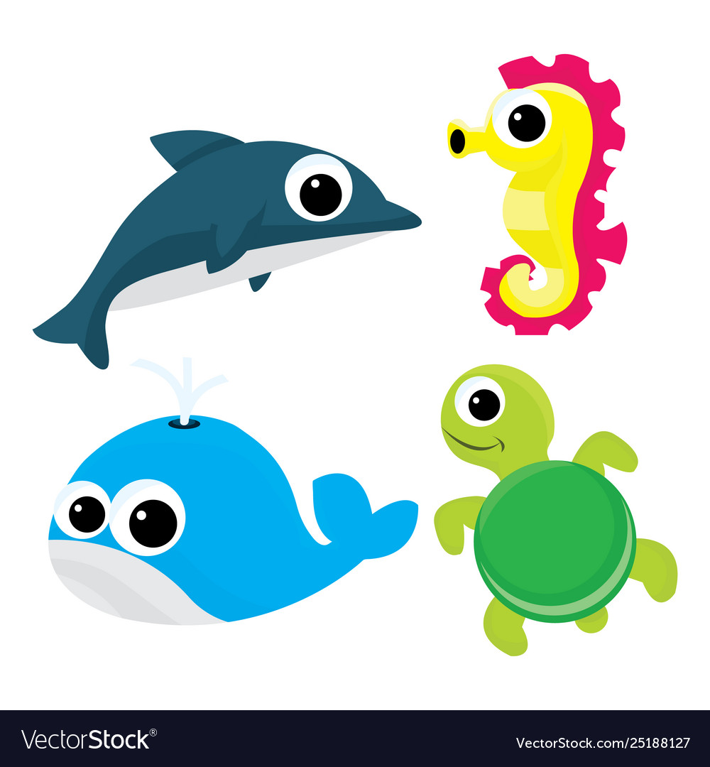 Cartoon Sea Life Royalty Free Vector Image Vectorstock