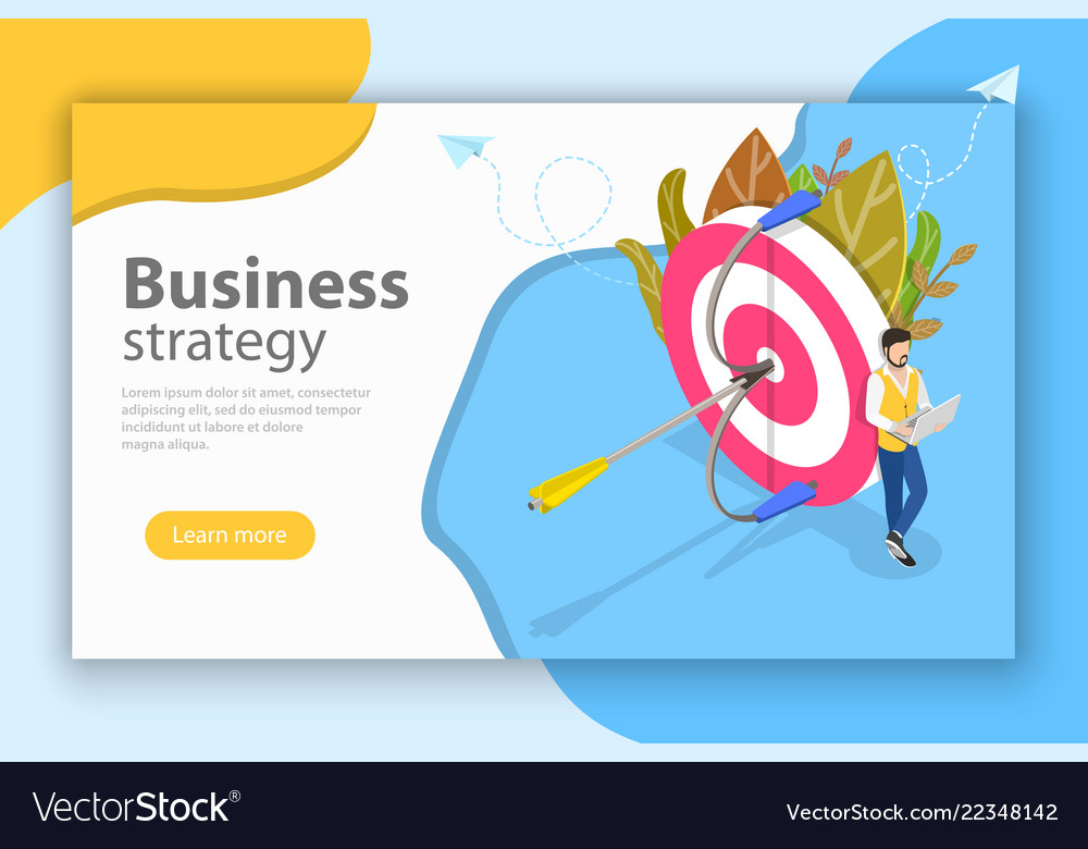 Business Strategy Isometric Flat Conceptual Vector Image