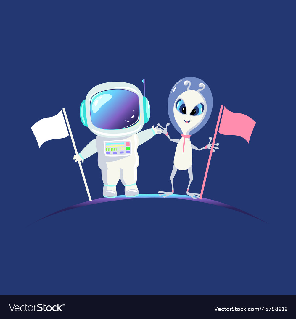 Astronaut And Alien Royalty Free Vector Image Vectorstock