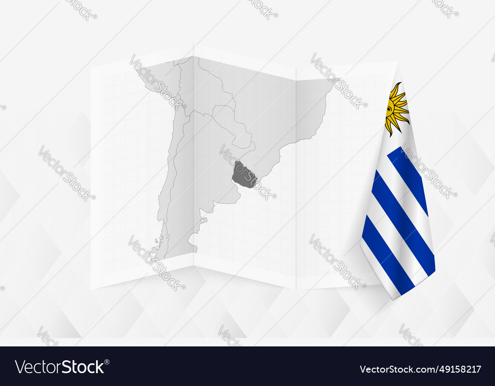 A Grayscale Map Of Uruguay With Hanging Royalty Free Vector