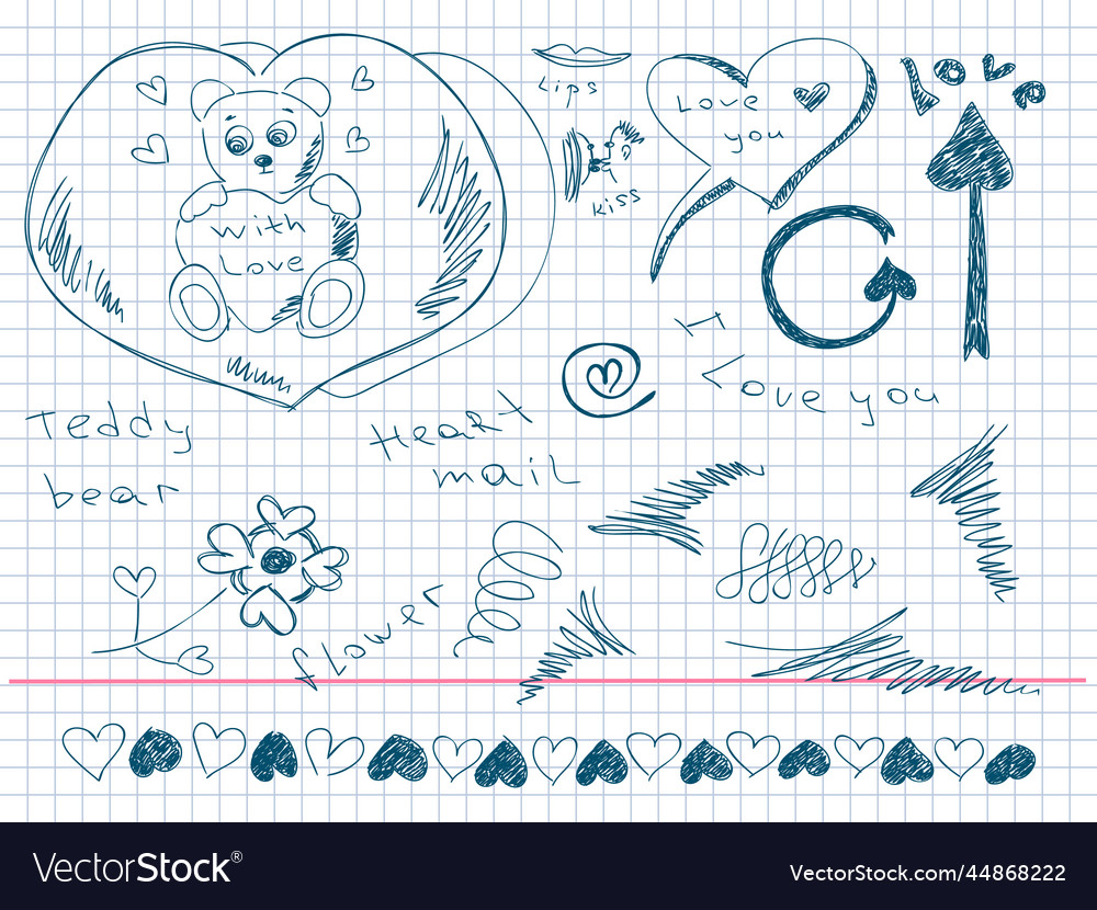 Hand Drawn Love Doodles Royalty Free Vector Image