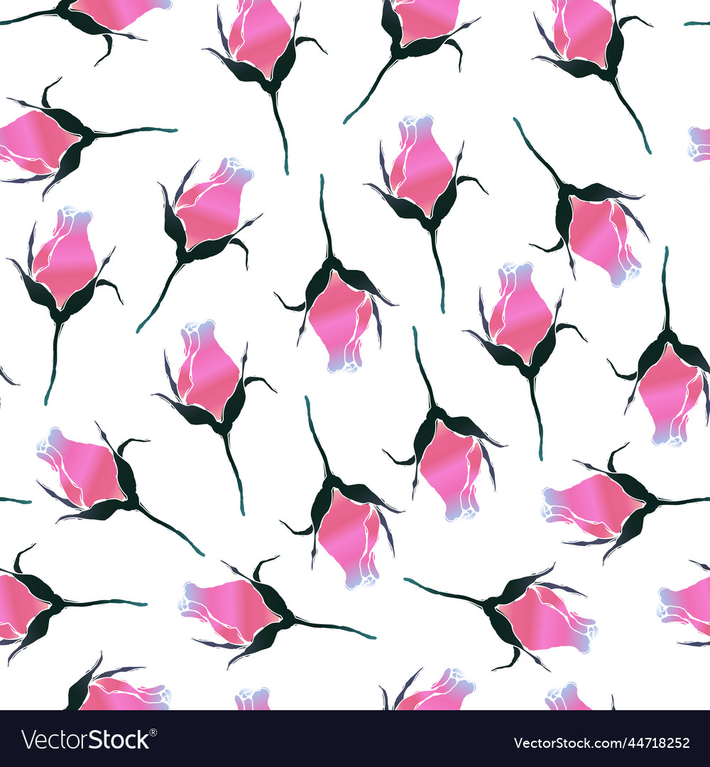 Seamless Pattern Rosebuds Royalty Free Vector Image