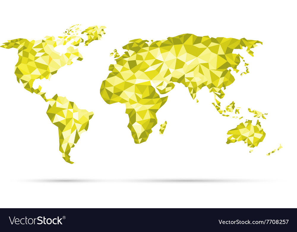 World Map Polygonal Precision Low Poly Yel Vector Image