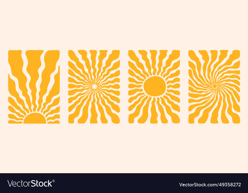 Groovy Retro Abstract Sun Backgrounds Organic Vector Image