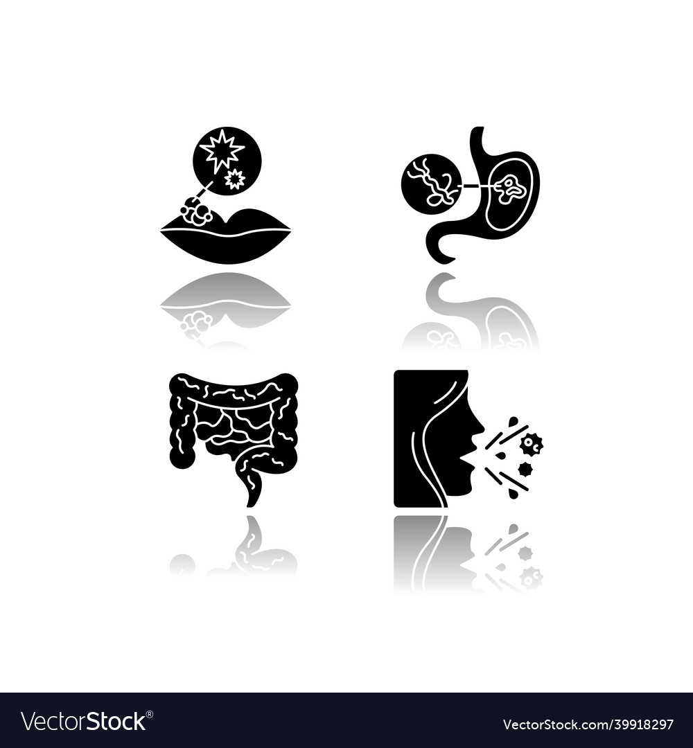 Viral Infections Drop Shadow Black Glyph Icons Vector Image