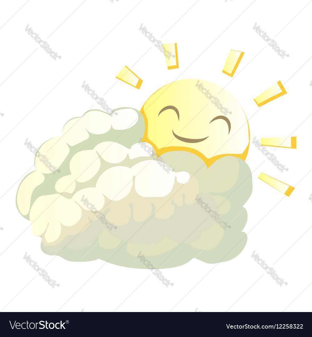 Sun Behind Cloud Icon Cartoon Style Royalty Free Vector