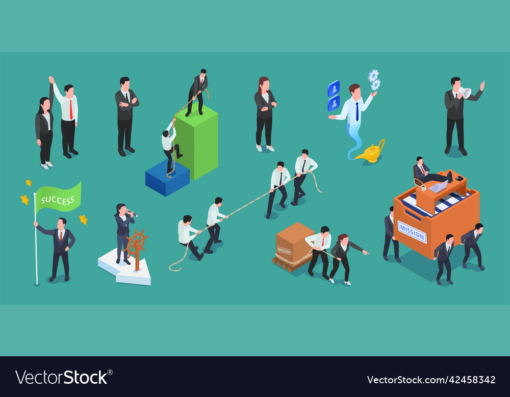 Leadership Isometric Set Royalty Free Vector Image