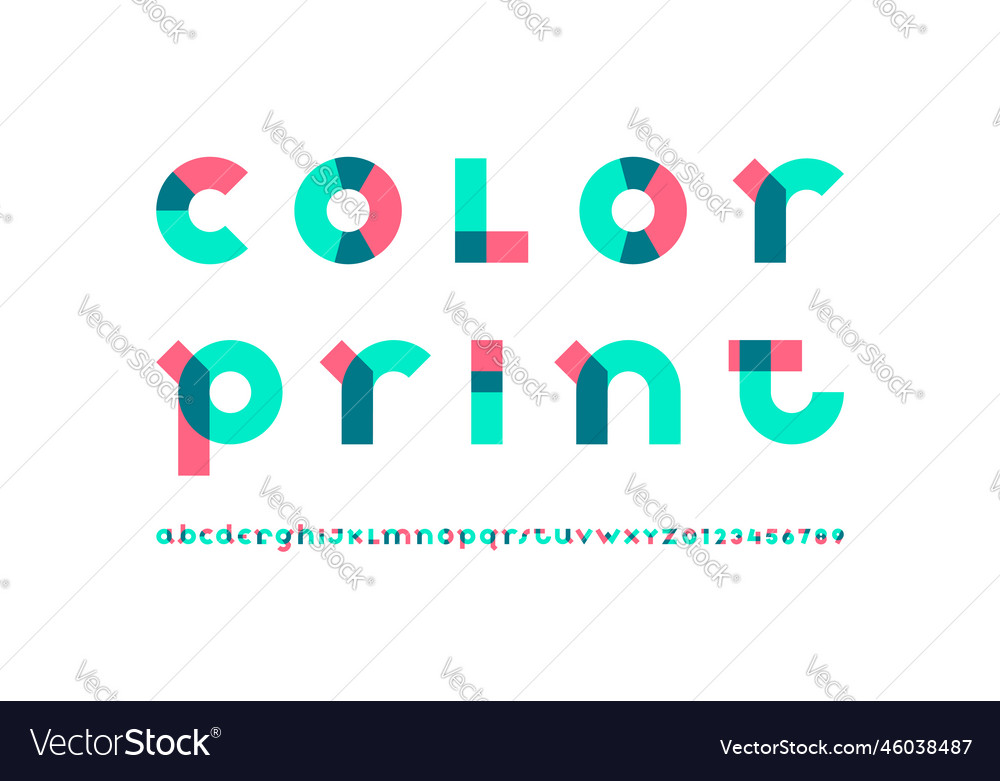 Art Font Abstract Trendy Multi Colored Alphabet Vector Image