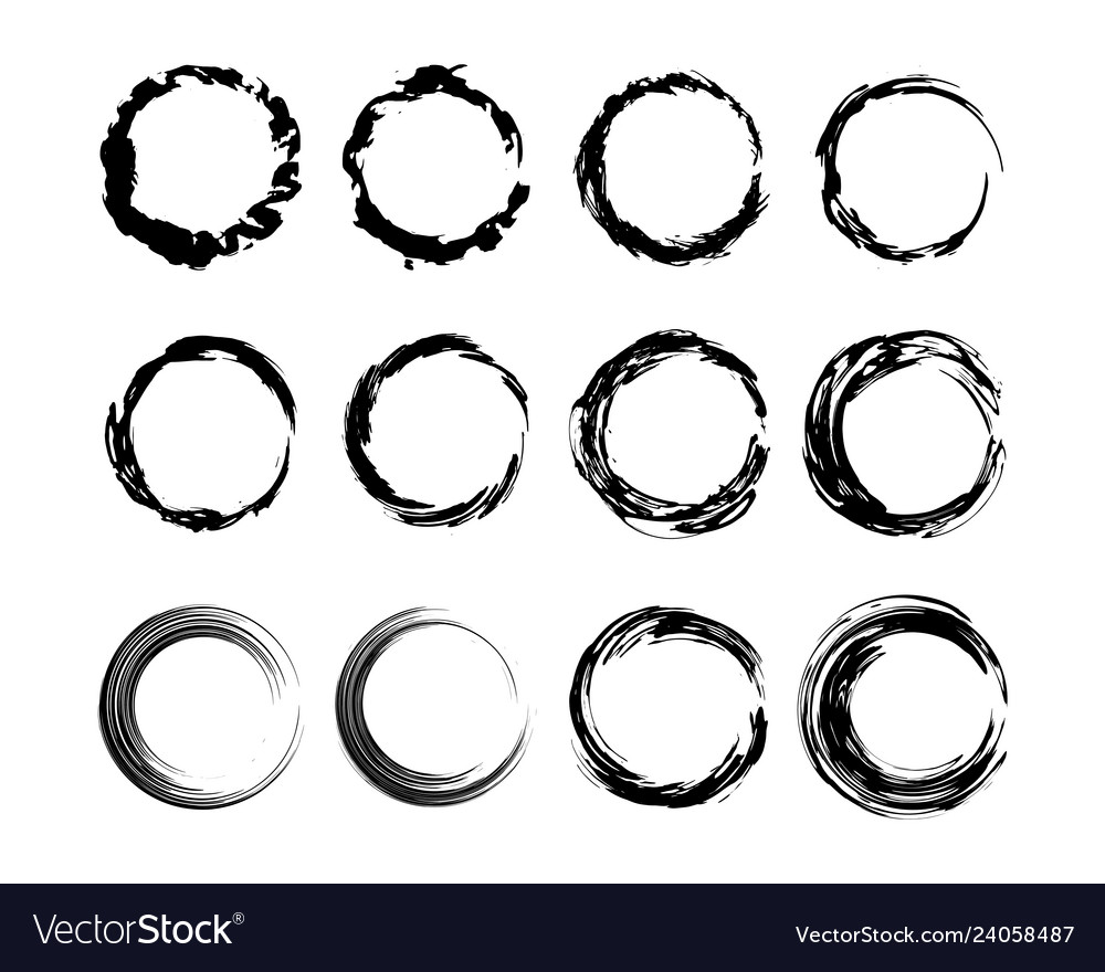 Collection Modern Grunge Black Circle Frame Vector Image