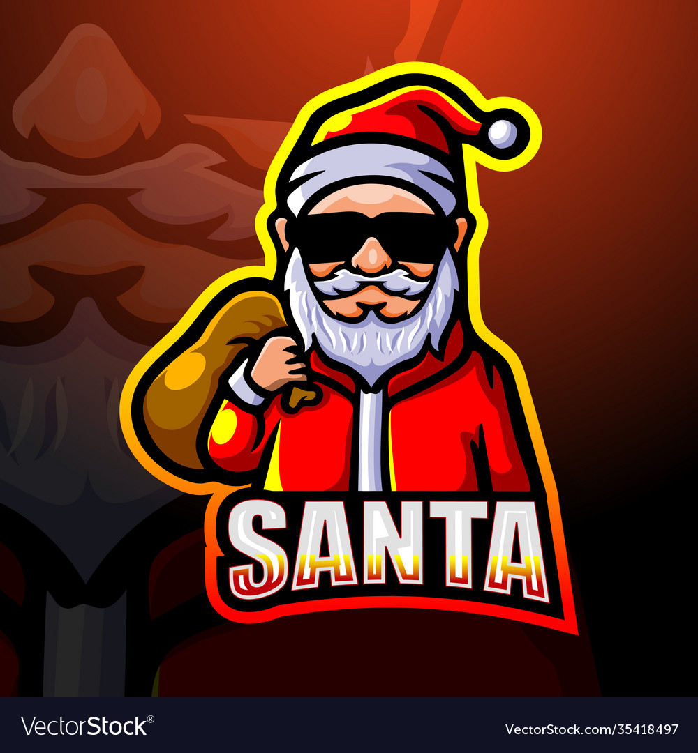 Santa Claus Mascot Esport Logo Design Royalty Free Vector