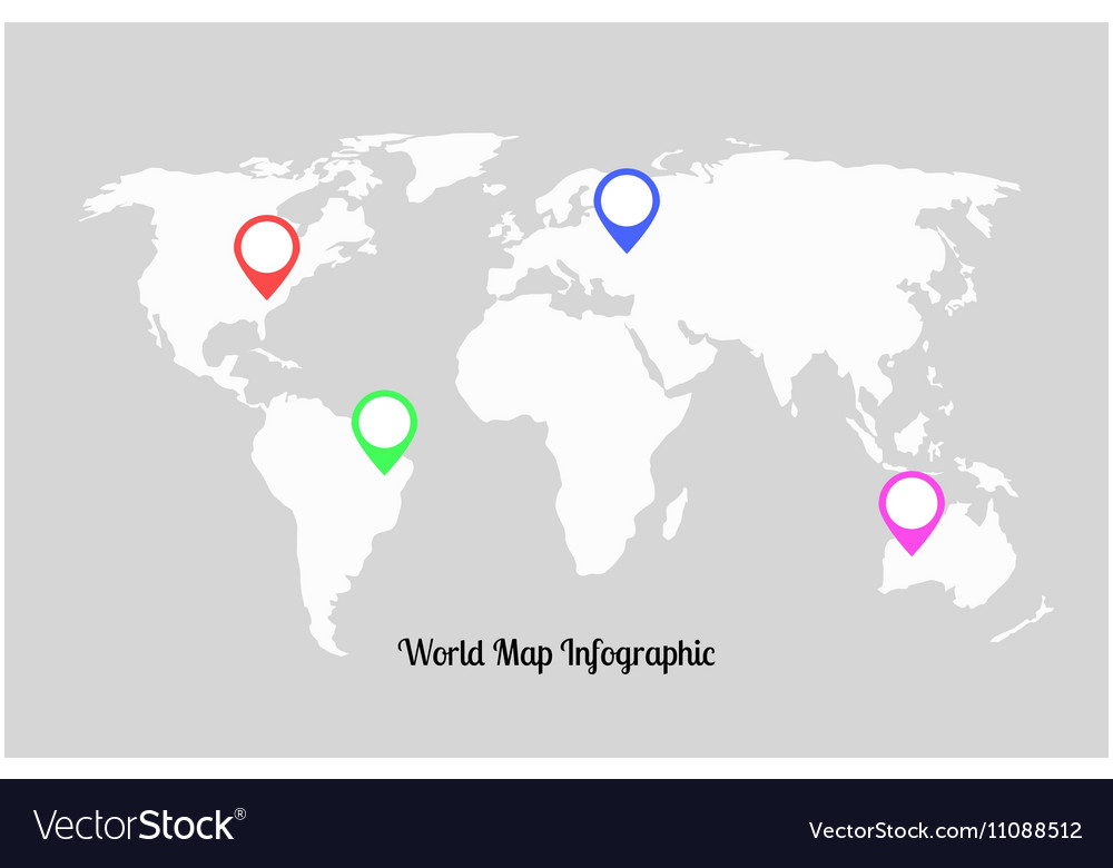 World Map Infographic With Pointers Royalty Free Vector