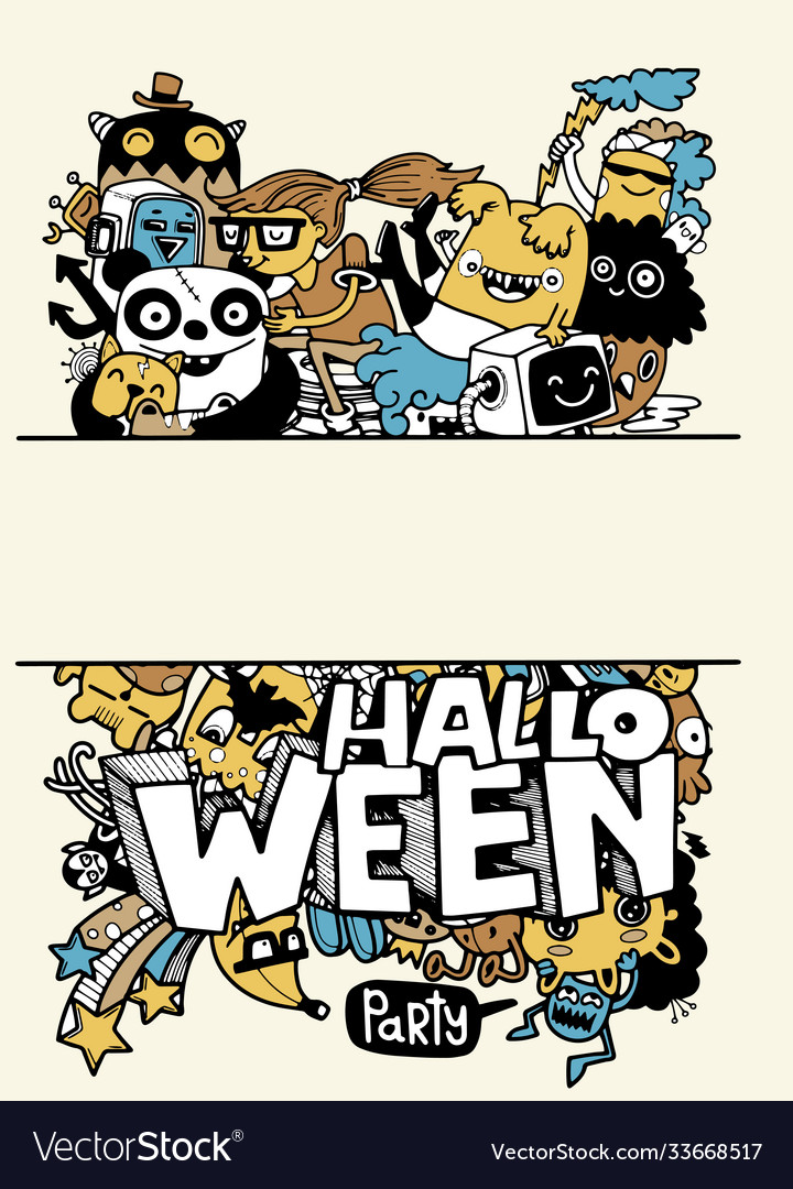 Cute Hand Drawn Halloween Doodles Royalty Free Vector Image