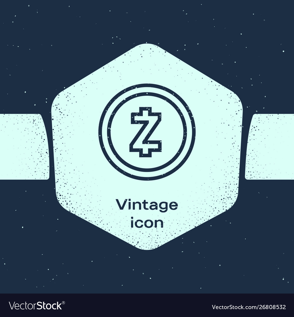 Grunge Line Cryptocurrency Coin Zcash Zec Icon Vector Image