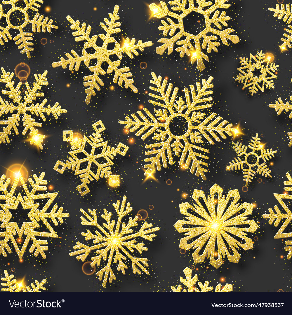 Winter Seamless Pattern With Shining Snowflakes Vector Image