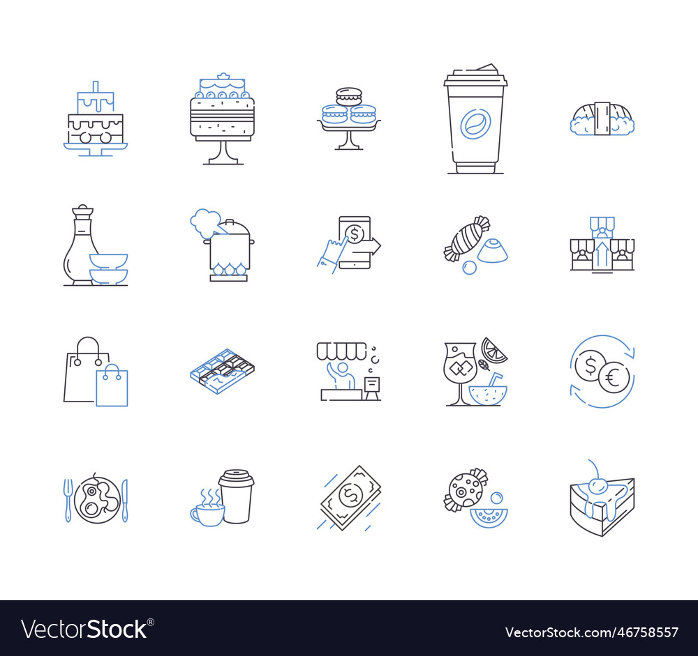 Cafe Management Outline Icons Collection Vector Image