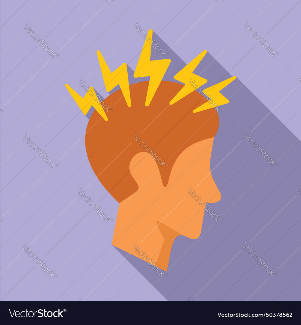 Brain Storm Ill Icon Flat Dizziness Royalty Free Vector