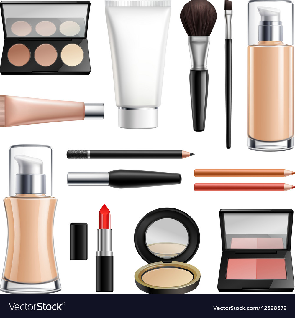 Makeup Cosmetics Realistic Set Royalty Free Vector Image