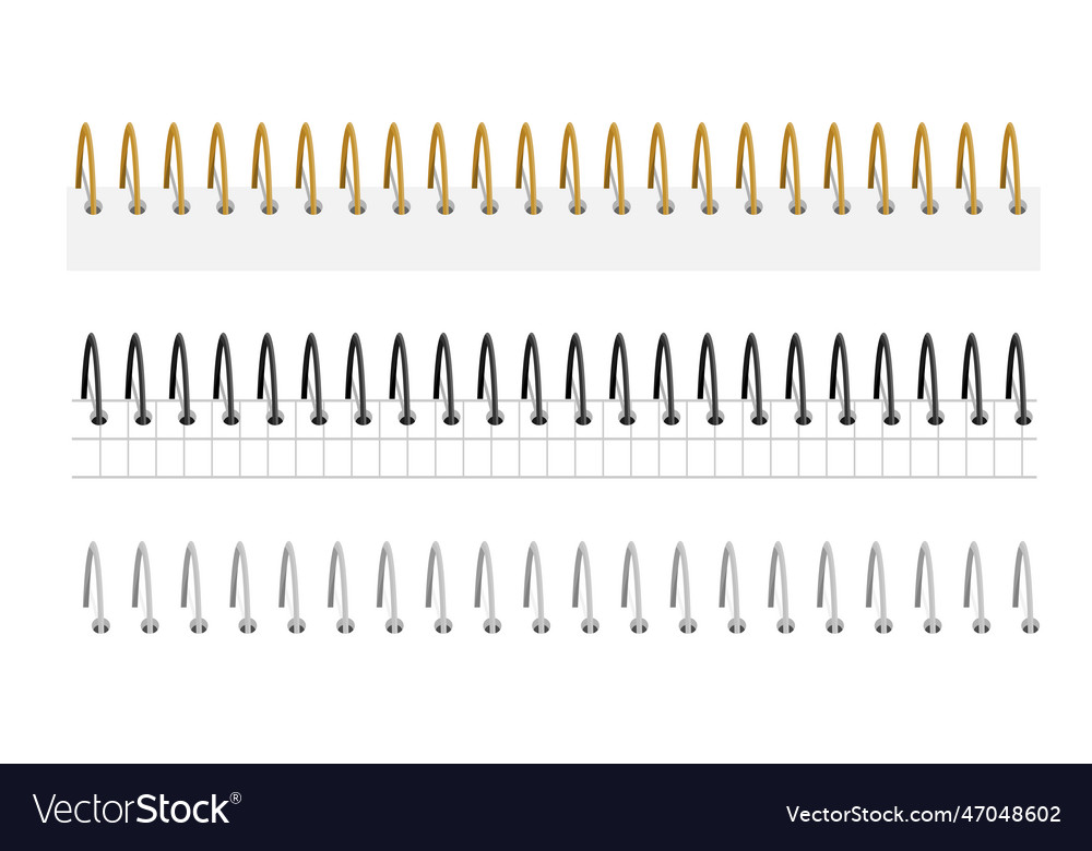 Notebook Spirals Wire Steel Ring Bindings Vector Image