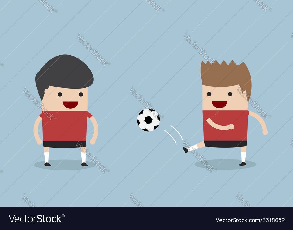 Two Men Playing Soccer Or Football Royalty Free Vector Image