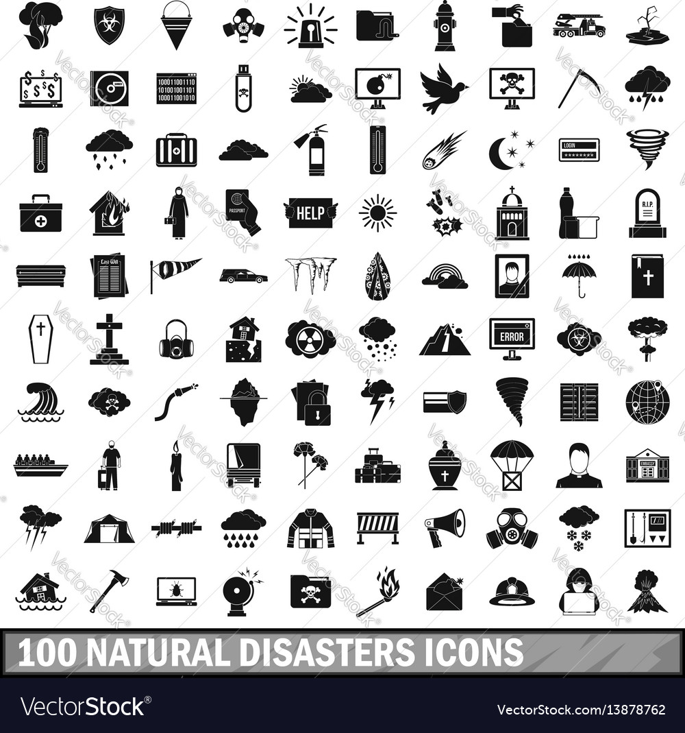 Natural Disasters Icons Set Simple Style Vector Image