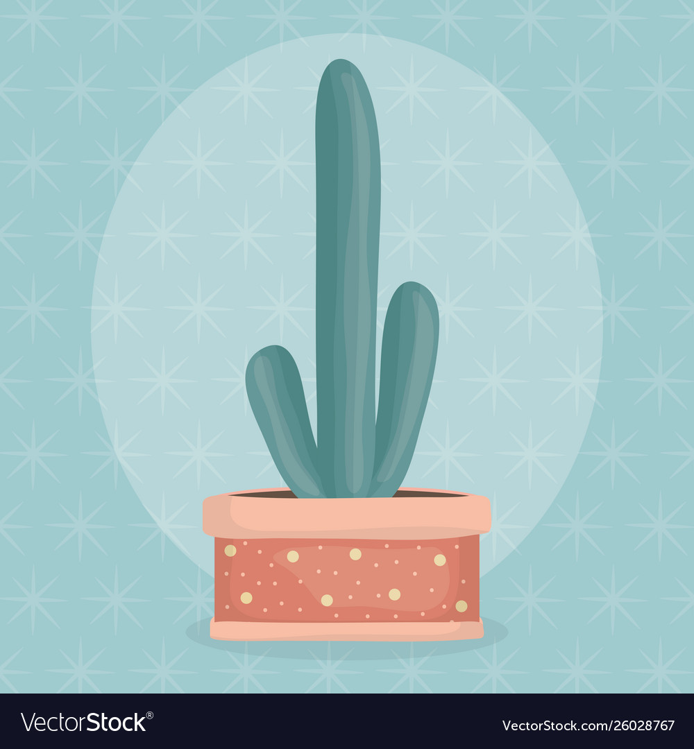 Exotic Cactus Plant In Ceramic Pot Royalty Free Vector Image