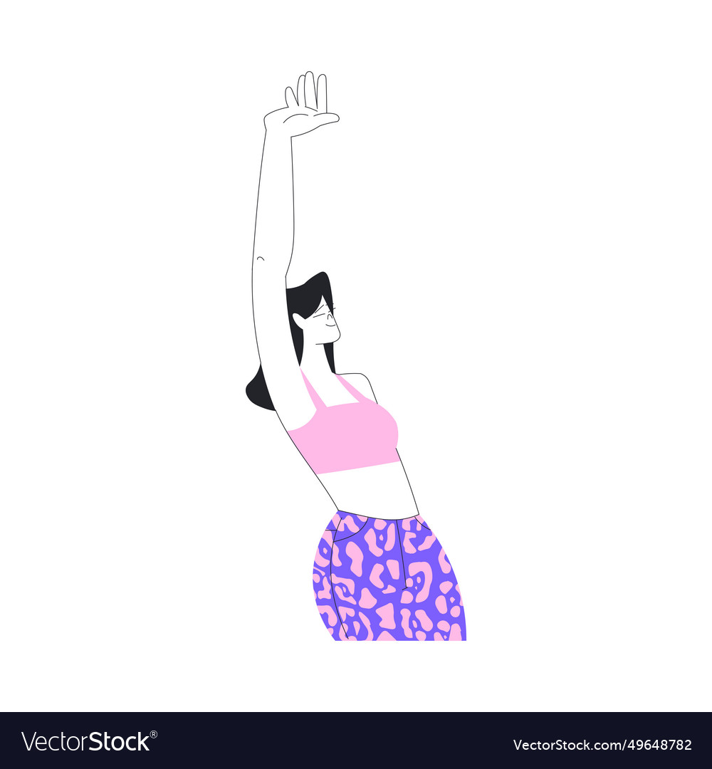 Woman Character Dance Happily At Beach Party Vector Image