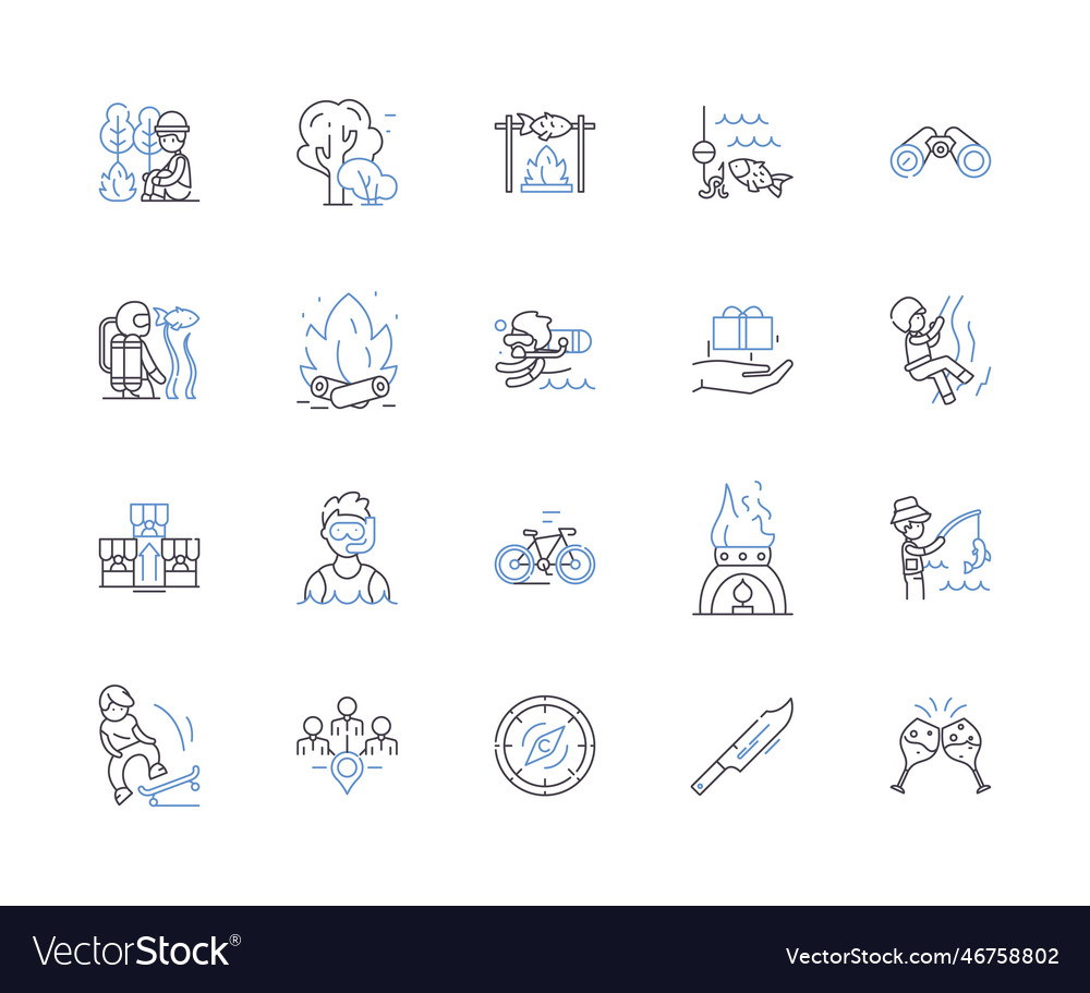 Tourism Technologies Outline Icons Collection Vector Image