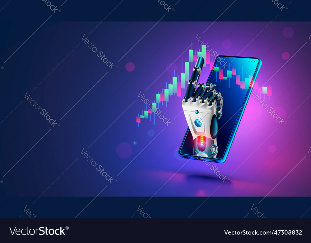 Robot Trader Ai For Automation Trading On Stock Vector Image