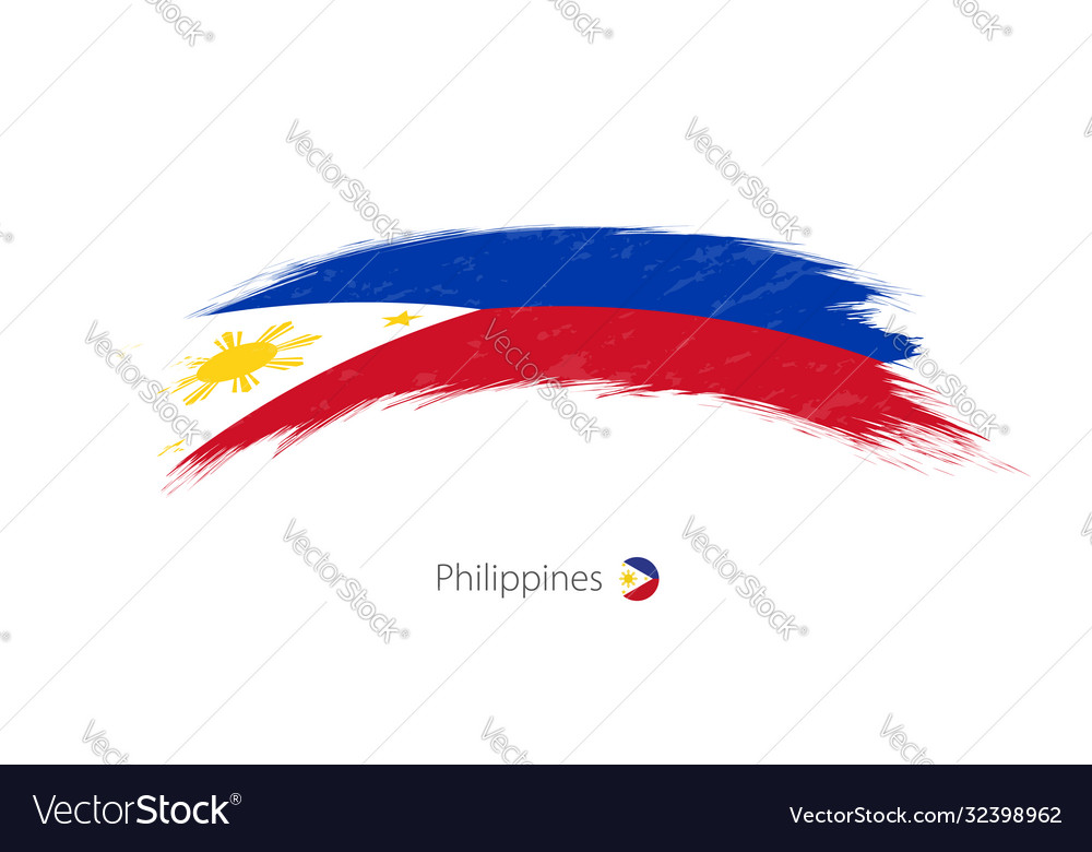 Flag Philippines In Rounded Grunge Brush Stroke Vector Image