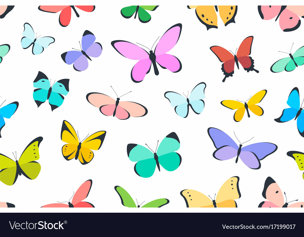 Colored Seamless Pattern Butterfly Royalty Free Vector Image