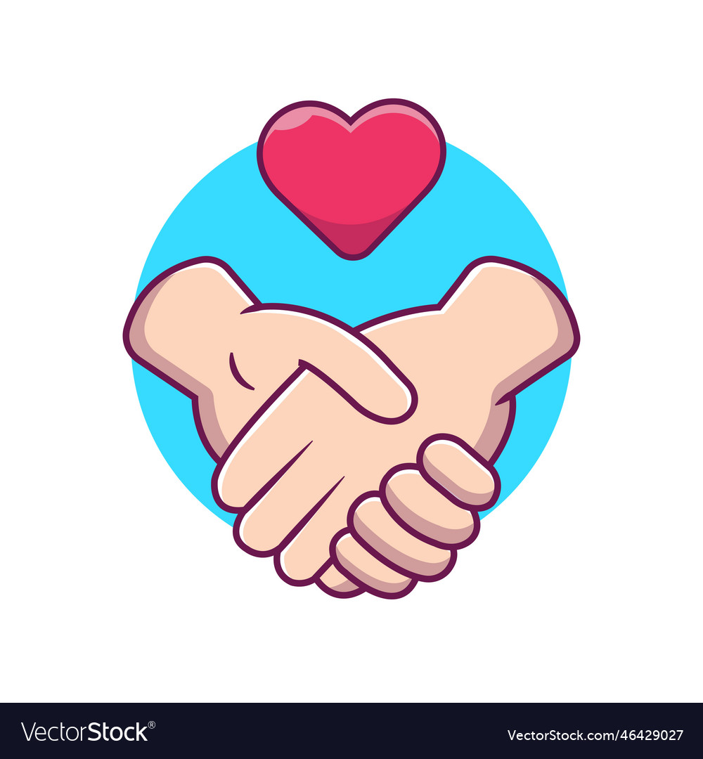 Holding Hand With Love Heart Cartoon Royalty Free Vector