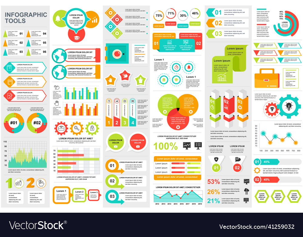 Bundle Infographic Elements Data Visualization Vector Image