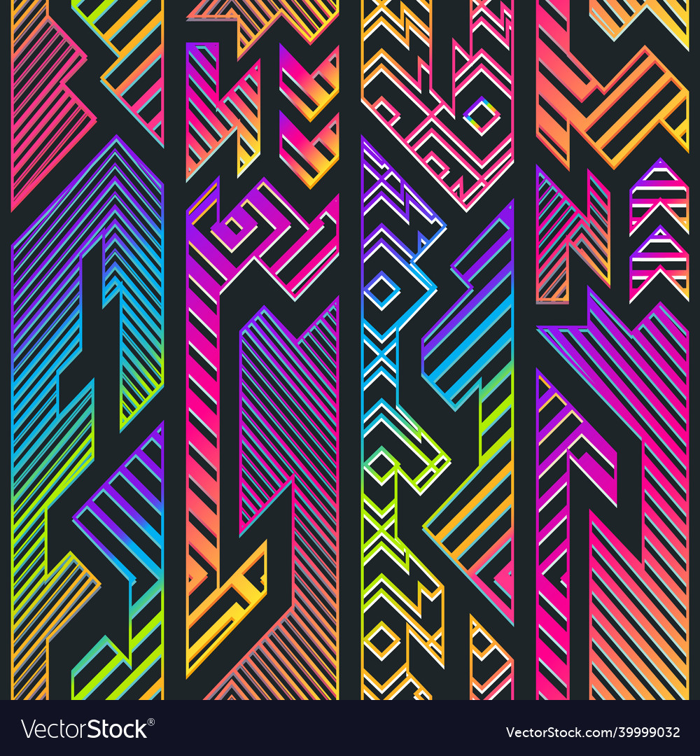 Neon Geometric Seamless Pattern Royalty Free Vector Image