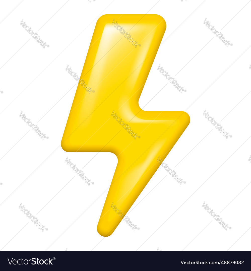 3d Realistic Lightning Bolt Isolated On White Vector Image