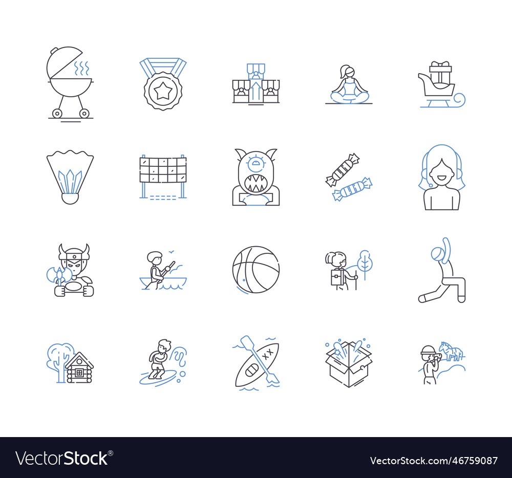 Leisure Ans Sport Outline Icons Collection Sports Vector Image