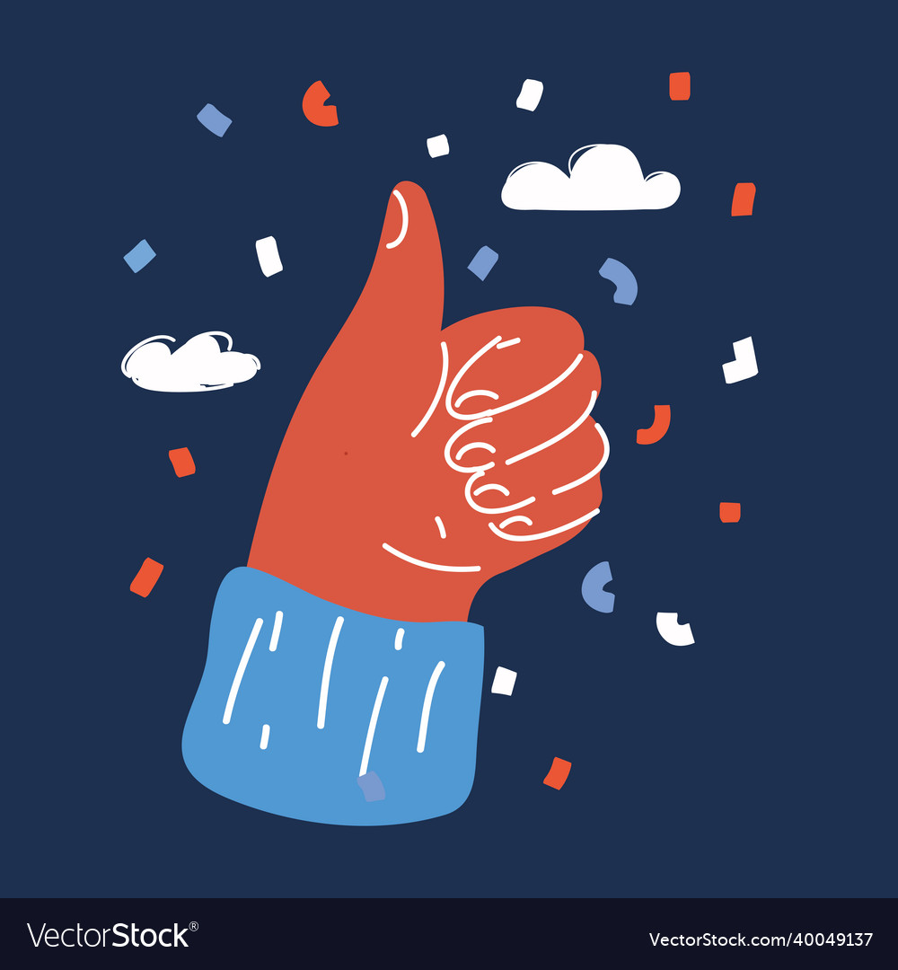 Hand Showing Thumbs Up Over Royalty Free Vector Image