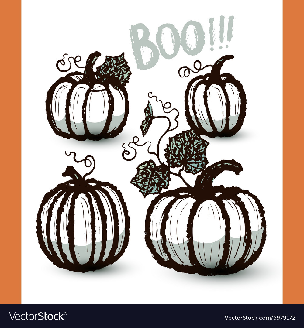 Ink Hand Drawn Pumpkins Set Royalty Free Vector Image