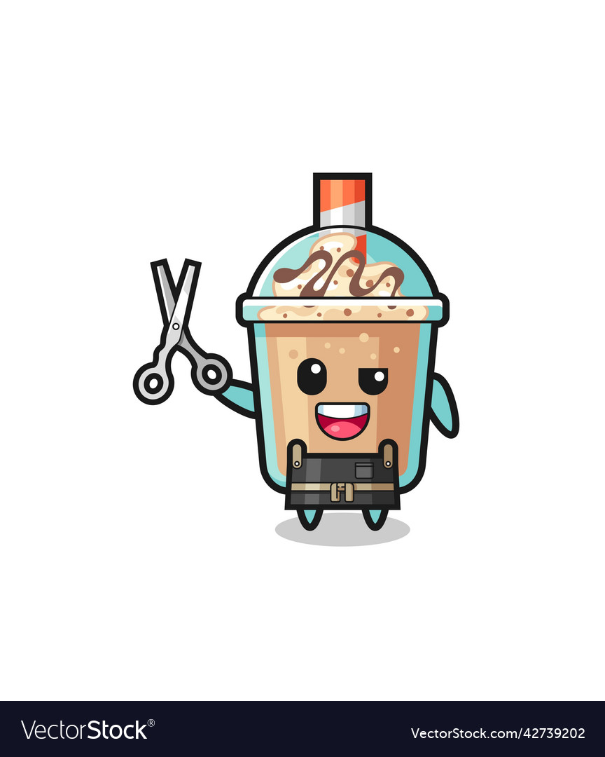 Milkshake Character As Barbershop Mascot Vector Image